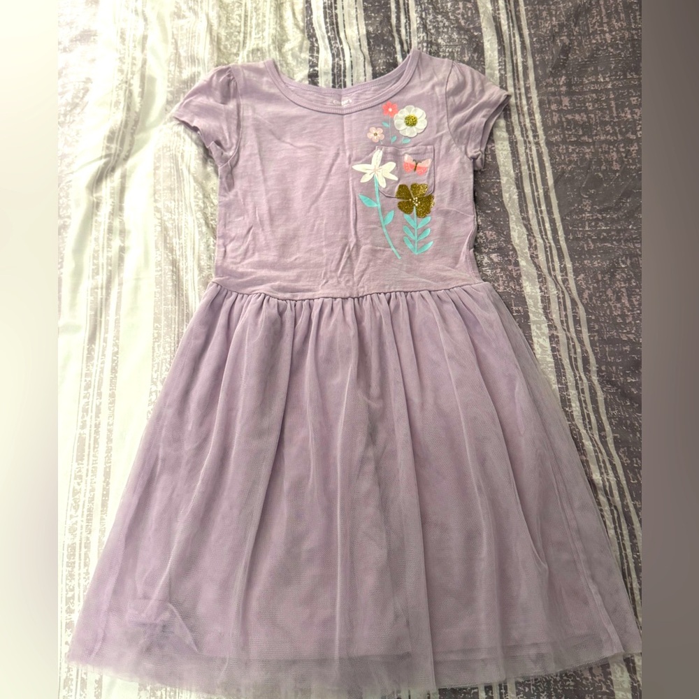 Carters Girls purple dress with tulle skirt size 7